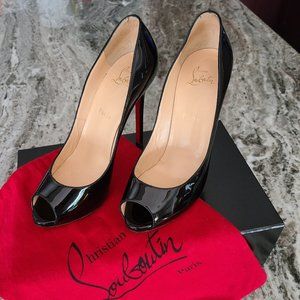 Christian Louboutin FLO 120 Patent Leather Peep-toe Pumps sz 39.5